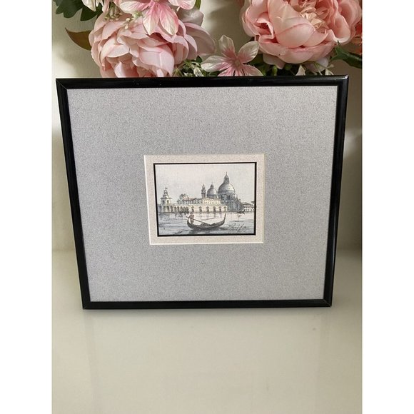 Santa Maria della Salute Venice Lithograph ? Signed Dated in Back Framed Vintage - Picture 2 of 16